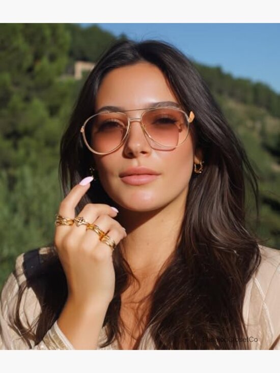 Retro Oversized Aviator Sunglasses - Gold Metal Frame UV400 Driving main image 6